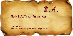 Makláry Aranka névjegykártya